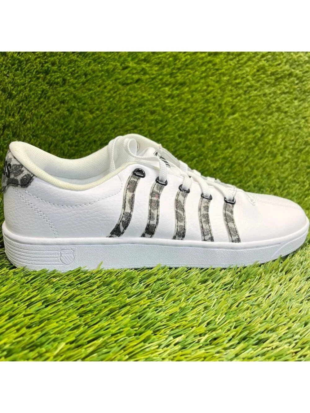 K-Swiss Court Pro II Leopard Womens Size 9.5 White Black Athletic Shoes Sneakers